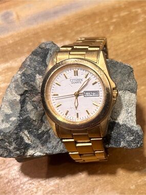 Citizen Gold-Tone Bracelet Watch with White Dial